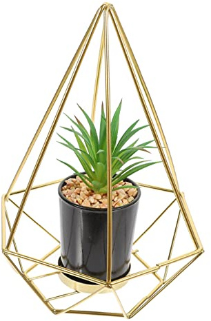 Alipis Fake Potted Plant Simulated Bonsai Decor in Iron Pot Golden Desktop Artificial Greenery for Home Living Room Office Decoration