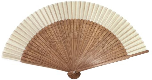 Hand Held Fan for Women Japanese Vintage Bamboo Silk Elegant for Dance Music Festival Wedding Church Decoration Party White