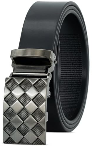 LINDENMANN Automatik-Gürtel Herren Echt-Rindleder schwarz, Farbe/Color:schwarz, Size US/EU:Bundweite 110 cm Gesamtlänge 125 cm W 43.3 XL
