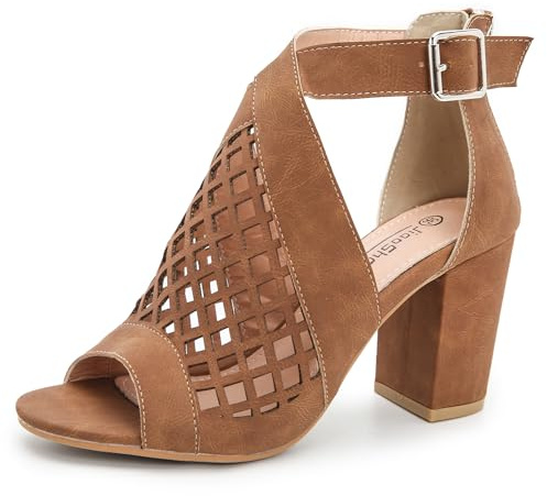 TangDao Sandali Estive da Donna Elegant Stivaletti con Tacco Alto e Punta Aperta Moda Mesh Ritaglio Sandali con Tacco Alto 8cm(Marrone.EU37-CN37)