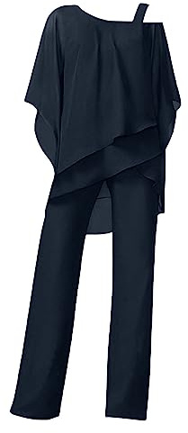 Conjunto de pantalón para mujer elegante, 2 piezas, para invitados a bodas, conjunto elegante vintage de 2 partes, camisa irregular, talle alto, pierna ancha, pantalón de dos piezas para cóctel