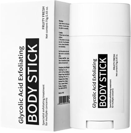 Glycolic Acid Exfoliating Body Stick 75g - Body Scrub Peel Shot - Fruchtsäurepeeling Glykolsäure Peeling Körper - Körperpeeling Damen Männer, Delivers Deep and Effective Exfoliation