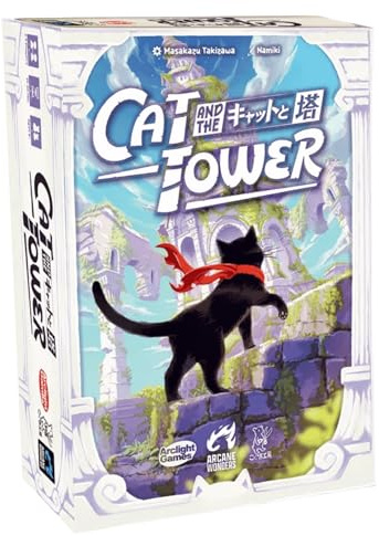 Cat and the Tower by Arcane Wonders | Cooperative Balance Board Game | Ages 6+ | 1-5 Players | 15-30 Minute Family Game with Tower Building