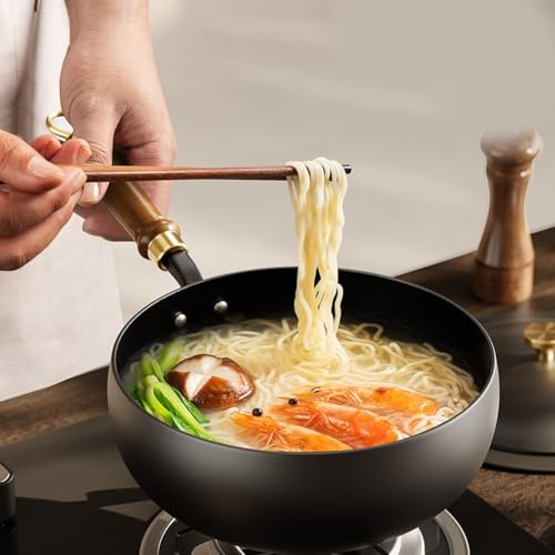 WIIYENA Poêle à frire en fer forgé avec fond plat, martelée à la main pour une répartition homogène de la chaleur et un nettoyage facile 20 cm/24 cm/26 cm