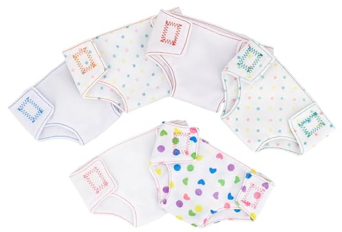 SUPVOX Ropa Interior para Muñecas Ñiño de 18 Pulgadas Pañales de Tela Lavables y Reutilizables Cinta Ajustable Juego de 6 Piezas Accesorios para Muñecas para Niñas y Juegos de rol