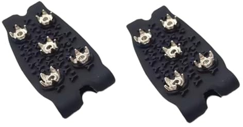 SZLIFE da ghiaccio per scarpe e stivali, antiscivolo con 5 punte per jogging, camminata, pesca all'aperto, Nero