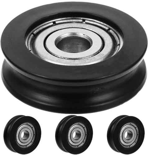 Roulette Rigide à Gorge en Pom pour Portes Coulissantes, Lot de 4 Noir | Guidage Stable, des Vibrations, Résistance à L’usure, pour Remplacement D’accessoires Usés au Quotidien