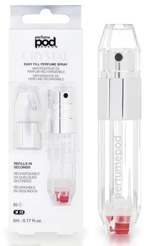 Perfume Pod Genie-s - Atomizador de fragancia de cristal, color plateado