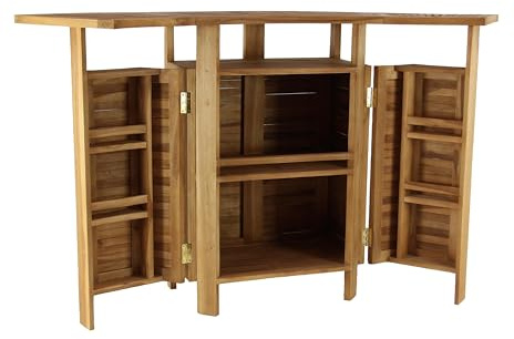 Deco 79 Teak Wood Indoor Outdoor Folding Bar with Expandable Sides, 70 x 24 x 41, Brown