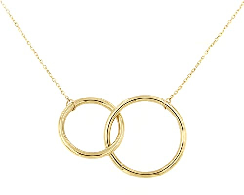 forme di Lucchetta - Halskette mit Verschlungenen Kreisen 14 Karat GelbGold, Echtgold Schmuck, Goldkette 585 Damen, Kette 45cm einstellbar 42cm