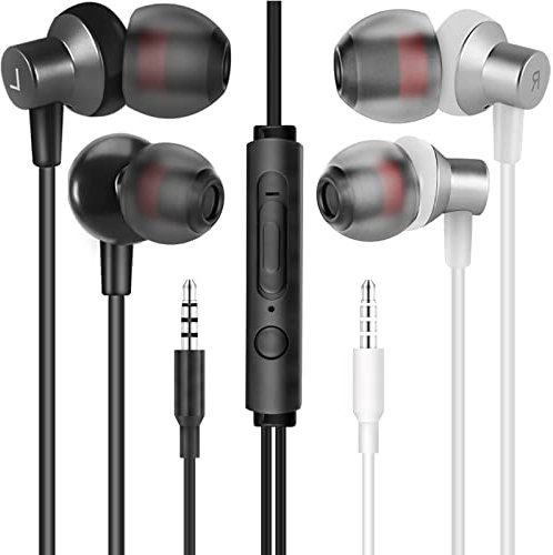 MAS CARNEY [Paquete de 2] WI7 Auriculares In Ear, Aurículares con Micrófono, Compatible con de MP3/MP4, iPad, iPod, Huawei, Samsung Galaxy S6/S7/S8 y Todos los Dispositivos de Auricolari de 3.5mm