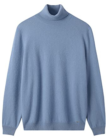 ZHILI Kashmirtröja, Ulltröja Herr, Enfärgad Polotröja