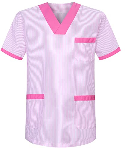 MISEMIYA - Medizinische Uniformen Unisex Top Krankenschwester Krankenhaus Berufskleidung - Medium, Fuchsia T817-9