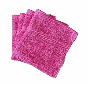 Lyra Linens - 100 % egyptisk bomull ansikte flanell tvättlappar - Förpackning med 2 eller 4 500 GSm ansiktshanddukar, 30 cm x 30 cm fyrkantig, snabbtorkande och absorberande sminkborttagningsdukar, gymhanddukar (fuchsiarosa, 4)