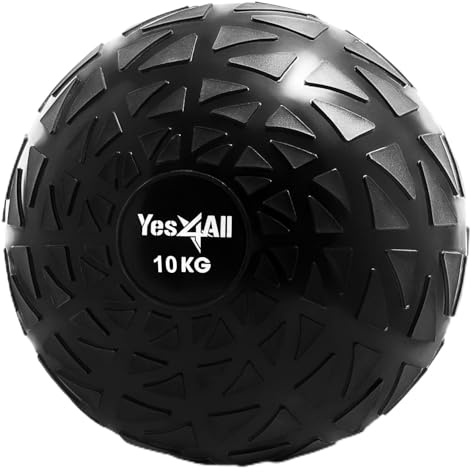 Yes4All Q7FM Dynamic Slam Balls 10 kg, Shiny, Medicine Ball Sand Filled No Bounce Exercise Ball, Suitable for Workout and Strength Training