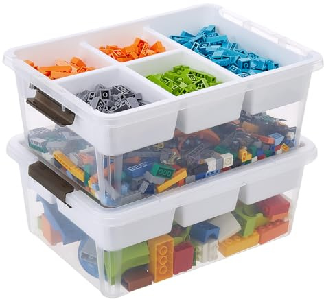 17QT Clear Plastic Craft Storage Box with Removable Tray & Lid - 2 packs