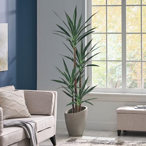 Roselywed Artificial Agave Plant 5FT with 54 Leaves & 4 Trunks & Elegant Black Pot Realistic Tall Large Fake Faux Modern Tree 62 Inch for Indoor Home Office Porch Mall School Decor Housewarming Gift
