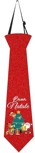 KAÏDENSÏ Idea Regalo Natale Originale - Cravatta Natalizia Rossa per Adulti e Bambini - Gadget Natalizio con Babbo Natale e Renne