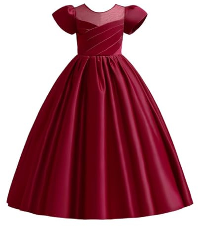 Lito Angels Vestido Largo de Fiesta para Niñas, 5-12 Años | Mangas abullonadas, Corpiño plisado, Falda larga en capas, Boda, Cumpleaños, Comunión