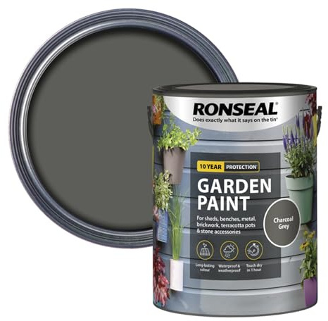 AOC24 Garden Fence Paint 2.5l – Multi-Surface Exterior Paint for Wood, Brick, Metal, Stone & Terracotta – Waterproof, Resists Fading, Matt Finish for Sheds, Fences, Garden furniture Charcoal Grey