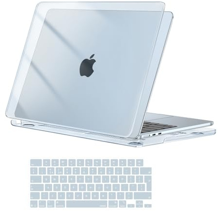 MOSISO Funda Compatible con MacBook Air 13,6 Pulgadas M5 M4 M3 M2 2026 2025-2022 A3449 A3240 A3113 A2681, Plástico Carcasa Dura para MacBook Air 13 Pulgadas y Cubierta Teclado, Azul Cielo Cristal