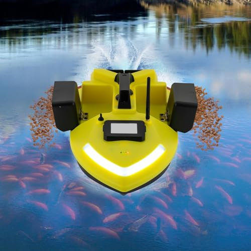 JUDEMII Barco de alimentación con sistema de control de crucero y GPS, 2 kg, carga de 500 m, 2,4 G, barco teledirigido, doble motor, cebo de pesca, 12000 mAh