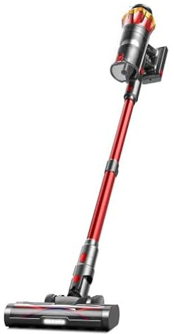 Akku Staubsauger 45000Pa/550W/65Min, 1,6L Staubsauger Kabellos mit Display, Anti-Tangle-Bürste, Selbststehend, Wandladestation, 8-Schicht-Filtration, Ultraleise, für Tierhaare/Teppiche/Hartböden/Auto