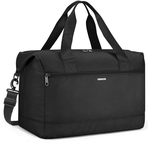 VSNOON Bolsa Viaje 45x36x20 Easyjet Asiento Inferior Plegable, 32L Ryanair Cabin Bag 45x36x20 para Wizzair, Equipaje de Mano Impermeable, Mujer Bolso Maternidad Hospital Fin Semana Hombre, Negro, L