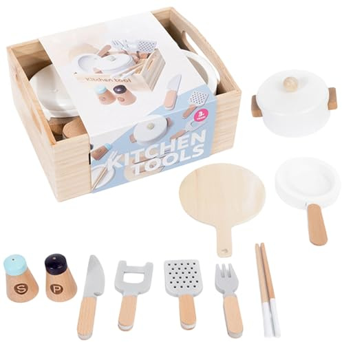 Kinder-Küchenspielzeug | 10 Stück realistische Küche zum Spielen – Kinderutensilien-Set | Geschenk für und Mädchen zu Weihnachten, Neujahr und Ostern zu Hause