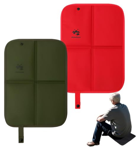 YIPFEN 2 Cuscini Pieghevoli da Esterno – Cuscino Termico Impermeabile per Picnic, Stadio, Campeggio ed Escursionismo (Rosso, Verde)