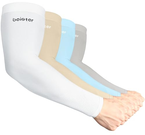 beister UV Cooling Arm Sleeves UPF 50 Sun Protection 1/4 Pairs | Breathable Soft Fabric Blocks 97% UV, Cools Skin 5°C. Non-Slip with Finger Holes for Running, Golf, Cycling & Driving.