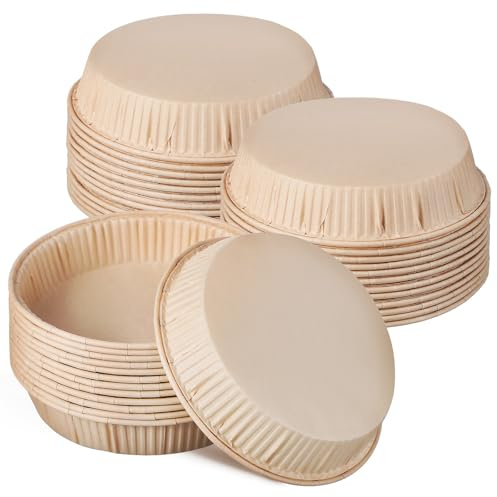 Tofficu Mini Teglie Rotonde per Crostate 100 Pezzi 4 Pollici in Carta Usa e Getta per Stampi Monoporzione da Forno per Piccole Torte e Dessert