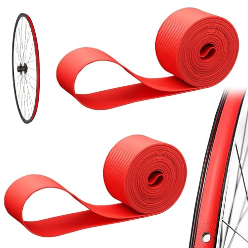 YTAXYZWR Lot de 2 Fonds de Jante Vélo 20 Pouces 406, Bande de Protection Anti-Crevaison PVC 20 mm Rouge, Ruban de Jante pour Chambre à Air et Roue de Vélo