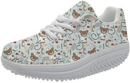 Showudesigns infirmière Baskets Mode Compensées Sneakers Chaussures pour Femme Infirmier Minceur Chaussures Respirantes Gym Fitness 39 EU
