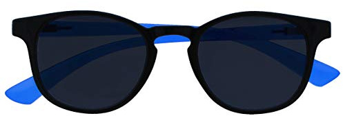 OPULIZE Lunettes De Soleil Pour Enfants Garçons Filles Âge 6+ Noir Neon Bleu Charnières Ressort S47-B