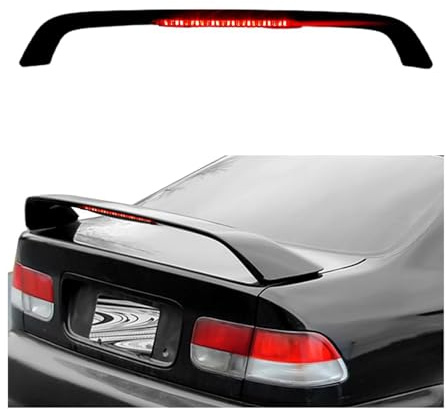 ECOTRIC Rear Trunk Lid Spoiler Wing Compatible with 1996-2000 Honda Civic 2DR Coupe w/LED Brake Light Matte Black ABS Plastic Paintable Winglet