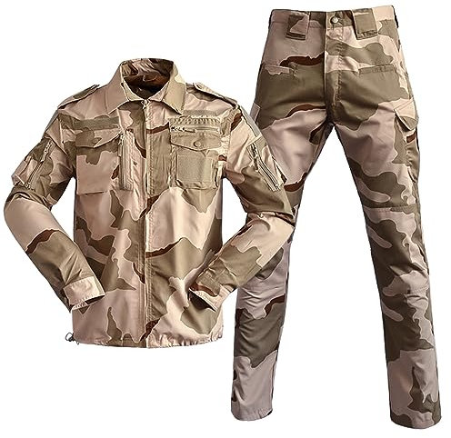Duohropke Traje de camuflaje militar para airsoft, camiseta de combate, pantalones para niños y niñas, uniforme del ejército, camuflaje, disfraz de soldado, beige, XL