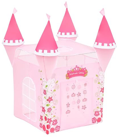 Baroni Toys Tienda Castillo de Princesas para Niños de 3 4 5 6 7 Años, Bolsa de Transporte, Tienda de Juguete para Interior y Exterior, Casa de Juegos para Niños, Juegos Infantiles, 80x80x130 cm