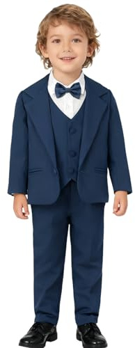 mintgreen Costume et Vestons Garcon, Enfant Tenue De Mariage Bebe Manche Longue Smokings Vetement Bapteme, Bleu Foncé, 18-24 Mois, 110