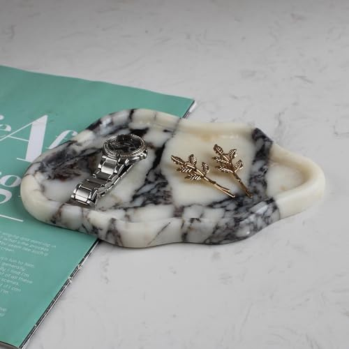 Nawgnail Marble Cloud Shape Tray, Trinket Dish, Ring Dish Key Tray Asethetic Home Décor, Gift for Wome (Calacatta Viola)