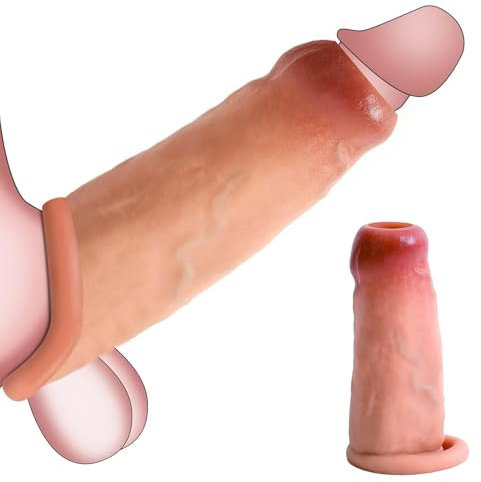 LZYLWC Flüssigsilikon Realistische Penismanschetten Realistic Penis Sleeve Penis Extender für Penisvergrößerung und Zeit Verlängern Sexspielzeug für Männer Extrem Sex Toyset Herren