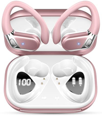chalvh Bluetooth Kopfhörer Sport, Kopfhörer Kabellos Bluetooth 5.4 in Ear Kopfhörer mit CVC8.0 Noise Cancelling Mikrofon, Rosegold