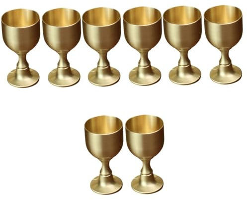 PRETYZOOM 8 Pièces Verre à Vin En Laiton Coupe De Vin Coupe D'offrande Gobelet De Style Européen Coupe à Vin Calice Coupe De L'église Gobelet Médiéval Coupe Sacrée Golden Alliage De Cuivre