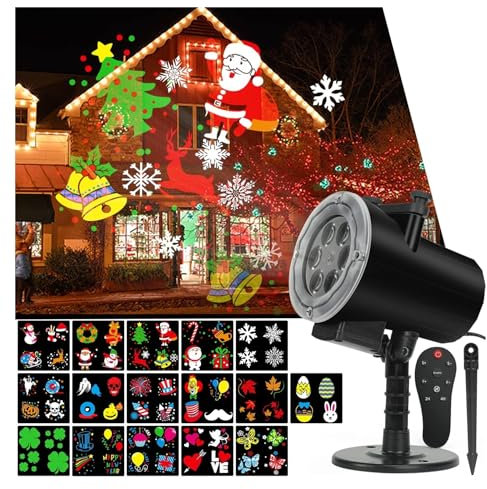Projecteur de lumière extérieur, Projecteur de lumières de vacances de noël, étanche IP65, projecteur LED intérieur et extérieur, 16 diapositives, lumière de vacances, décoration de jardin, maison, fê