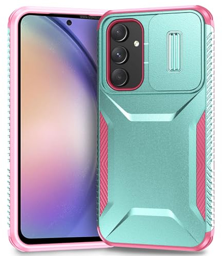 Yerebel Funda Protectora para Galaxy A54 5G Case/Samsung A54 5G SM-A546U con Tapa Deslizante para Cámara, Resistente Militar Antideslizante a Golpes para Samsung Galaxy A54 5G PC Verde
