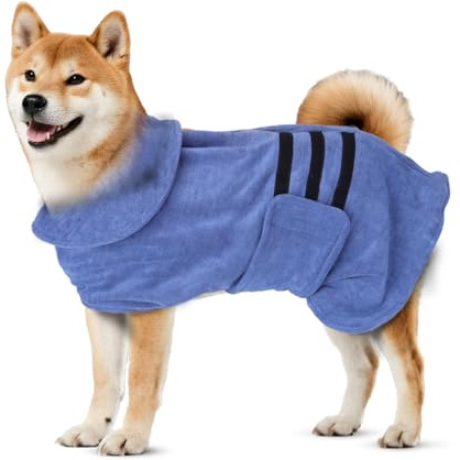 Nobleza Accappatoio per Cani in Microfibra con Velcro, Super Assorbente e Ad Asciugatura Rapida, Accappatoio per Cani e Gatti, Cinque Taglie, Morbido Asciugamano per Cani (M)(1)