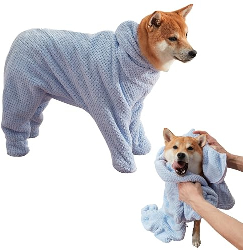 Wood Homing Soft Dog Drying Coat - Microfibre Large Bathrobe Towel Cover Ear for Drying Pet Dog Puppy Warm Absorbent Fast Dry Dressing Gown Robe Jacket for Dogs After Grooming Swim Beach Wet Walk(XL)
