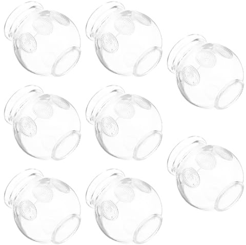 BATHVEVE 8pcs Thickened Glass Cupping Set Household Vacuum Fire Therapy Cups Small Size Chinese Massage Suction Jars for Cellulite Removal and Relaxation