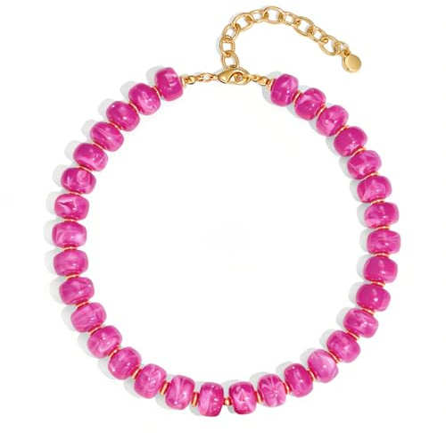 LILIE&WHITE Fuchsia Chunky Beads Choker Necklace for Women