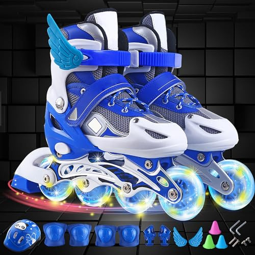 Rcniso Slagtålig Light Up Wheels Rullskridsko för Barn Storlek Justerbar Inline Rullskridsko Mesh Material